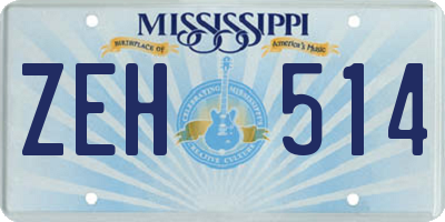 MS license plate ZEH514