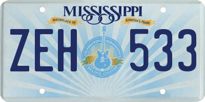 MS license plate ZEH533