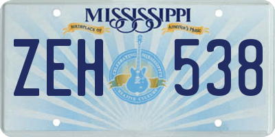 MS license plate ZEH538