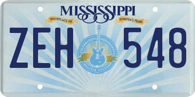 MS license plate ZEH548