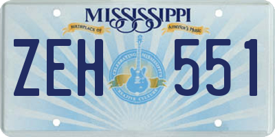 MS license plate ZEH551