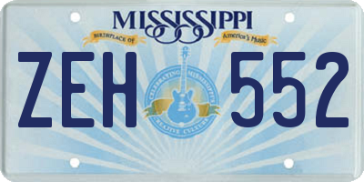 MS license plate ZEH552