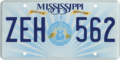 MS license plate ZEH562