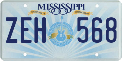 MS license plate ZEH568