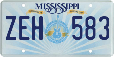 MS license plate ZEH583