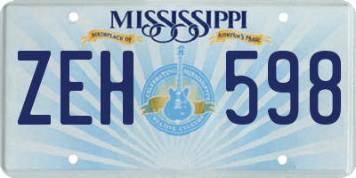 MS license plate ZEH598