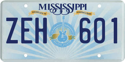 MS license plate ZEH601