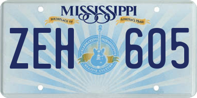 MS license plate ZEH605