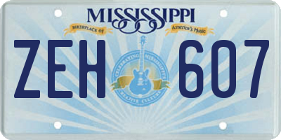 MS license plate ZEH607