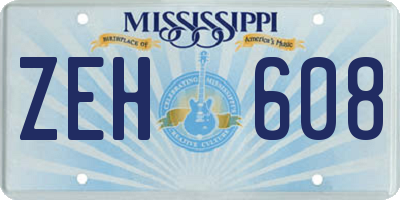 MS license plate ZEH608