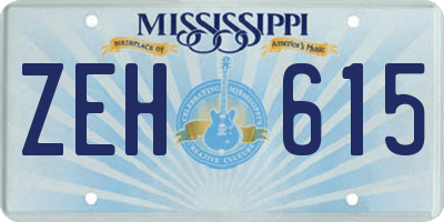 MS license plate ZEH615