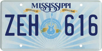 MS license plate ZEH616