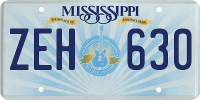 MS license plate ZEH630