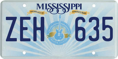 MS license plate ZEH635