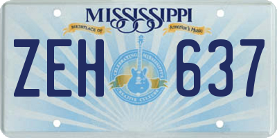 MS license plate ZEH637
