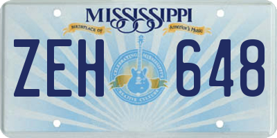 MS license plate ZEH648
