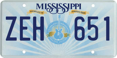 MS license plate ZEH651