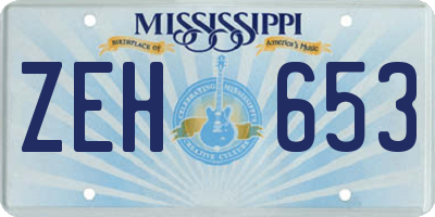 MS license plate ZEH653