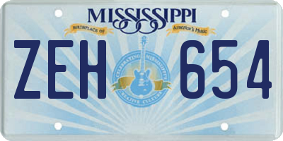 MS license plate ZEH654