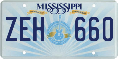 MS license plate ZEH660