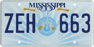 MS license plate ZEH663