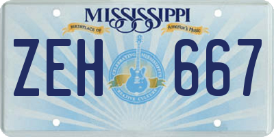 MS license plate ZEH667