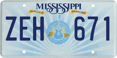 MS license plate ZEH671