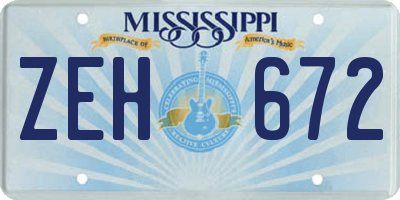 MS license plate ZEH672
