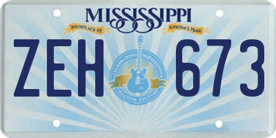 MS license plate ZEH673