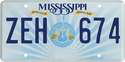 MS license plate ZEH674