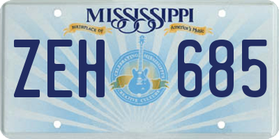 MS license plate ZEH685