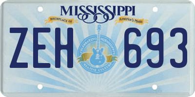 MS license plate ZEH693