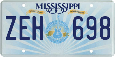 MS license plate ZEH698