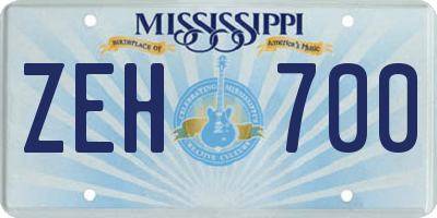 MS license plate ZEH700