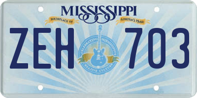 MS license plate ZEH703