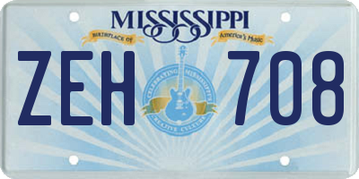 MS license plate ZEH708