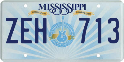 MS license plate ZEH713