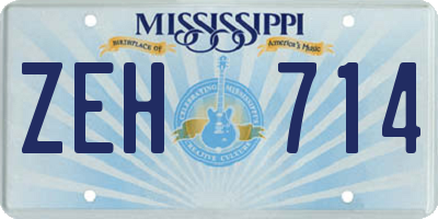 MS license plate ZEH714
