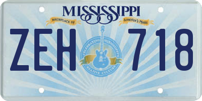 MS license plate ZEH718