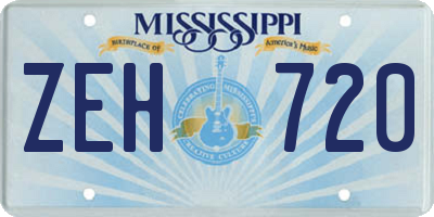 MS license plate ZEH720
