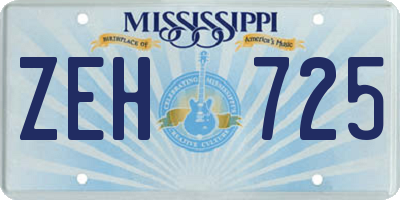 MS license plate ZEH725