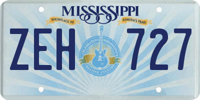 MS license plate ZEH727