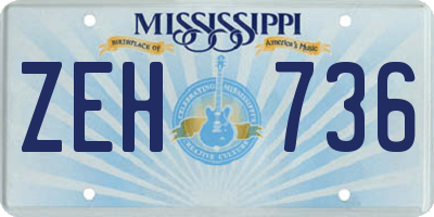 MS license plate ZEH736