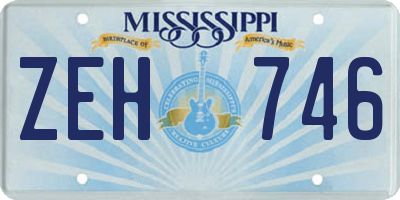 MS license plate ZEH746