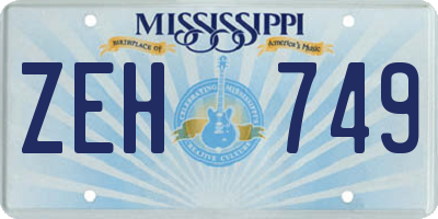 MS license plate ZEH749