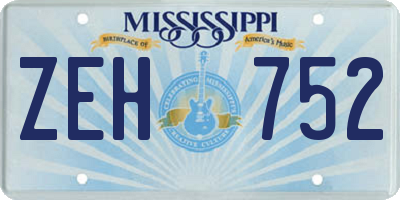 MS license plate ZEH752