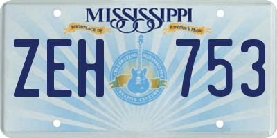 MS license plate ZEH753