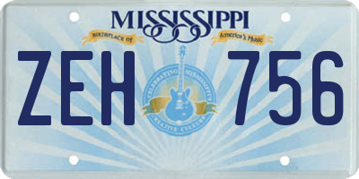 MS license plate ZEH756