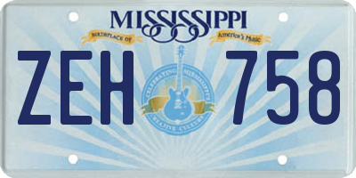 MS license plate ZEH758