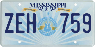 MS license plate ZEH759